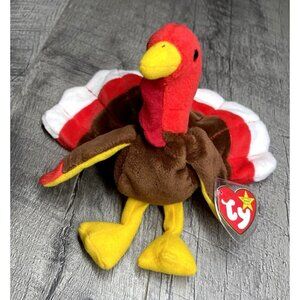 TY GOBBLES the Turkey Beanie Baby Thanksgiving Tush Tag Plastic‎ Cover NWT